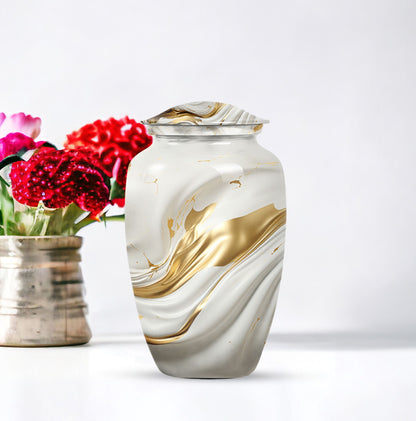 Vibrant Swirl 10-inch Aluminium Large Cremation Urn.