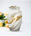 Vibrant Swirl 10-inch Aluminium Large Cremation Urn.