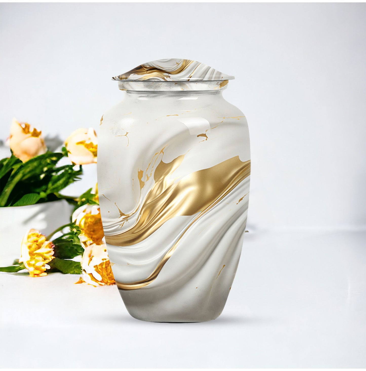 Vibrant Swirl 10-inch Aluminium Large Cremation Urn.