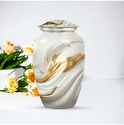 Vibrant Swirl 10-inch Aluminium Large Cremation Urn.