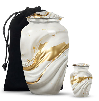 Vibrant Swirl 10-inch Aluminium Large Cremation Urn.