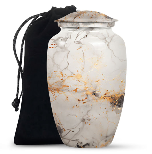 vibrant swirl urn, aluminium cremation urn for adult ashes.