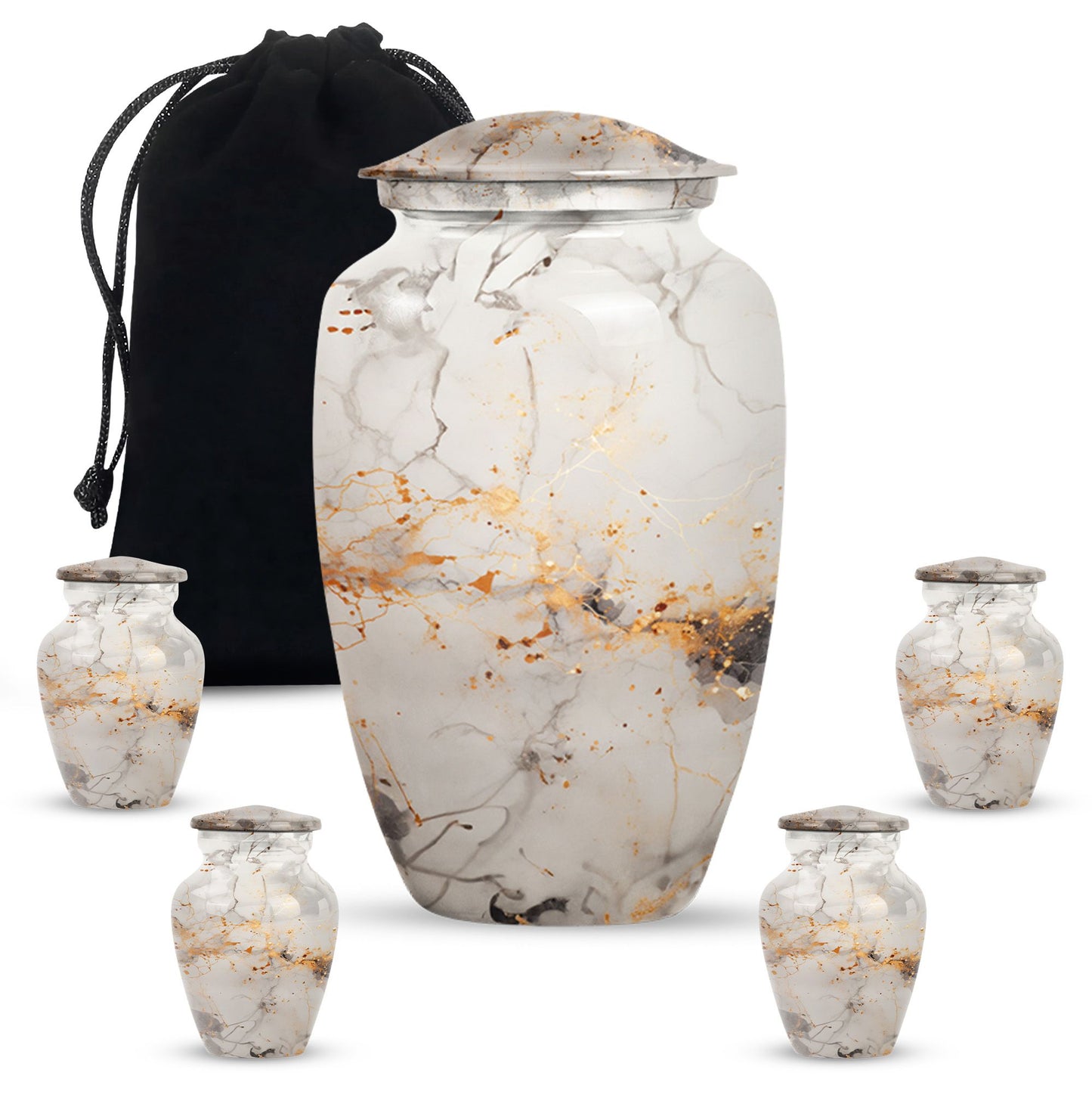 vibrant swirl urn, aluminium cremation urn for adult ashes.