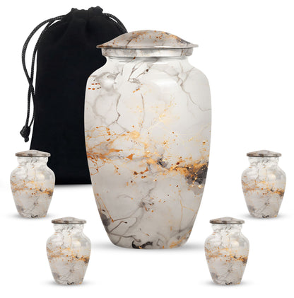 vibrant swirl urn, aluminium cremation urn for adult ashes.