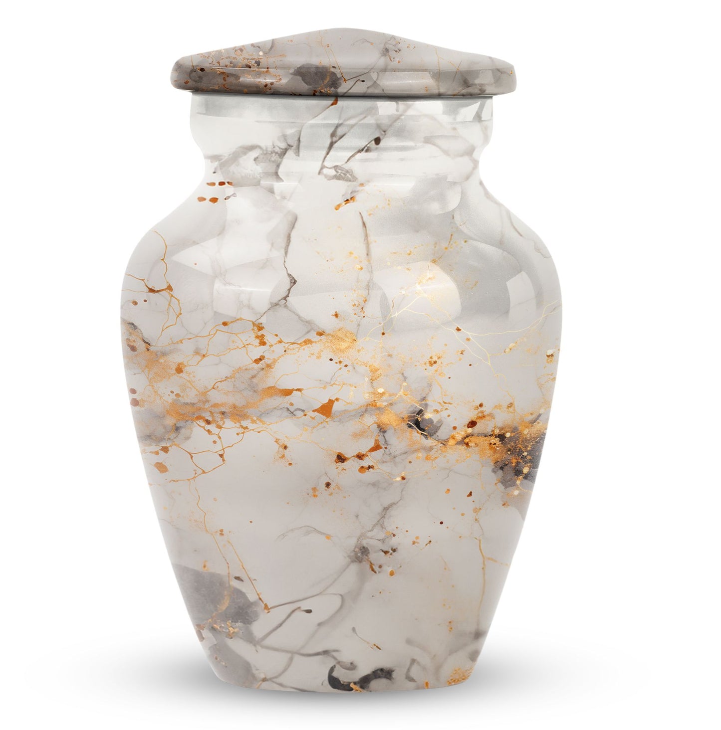 vibrant swirl urn, aluminium cremation urn for adult ashes.