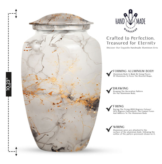 vibrant swirl urn, aluminium cremation urn for adult ashes.