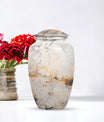 vibrant swirl urn, aluminium cremation urn for adult ashes.