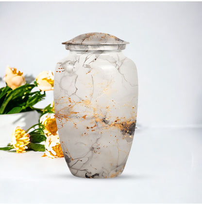 vibrant swirl urn, aluminium cremation urn for adult ashes.