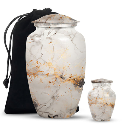 vibrant swirl urn, aluminium cremation urn for adult ashes.