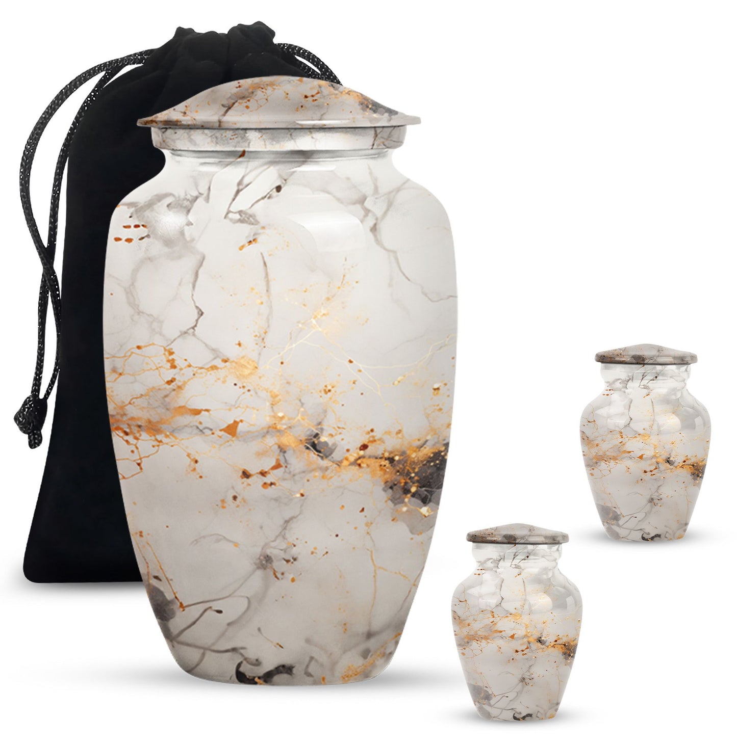 vibrant swirl urn, aluminium cremation urn for adult ashes.