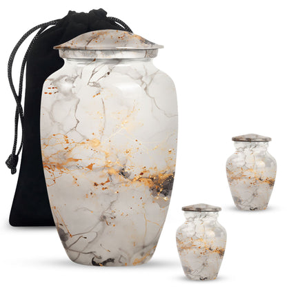 vibrant swirl urn, aluminium cremation urn for adult ashes.
