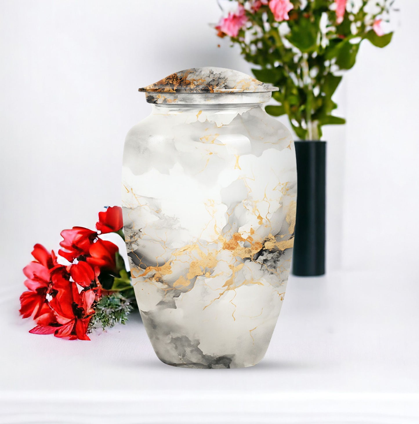 Vibrant Swirl Urn, Classic design for adult male ashes.