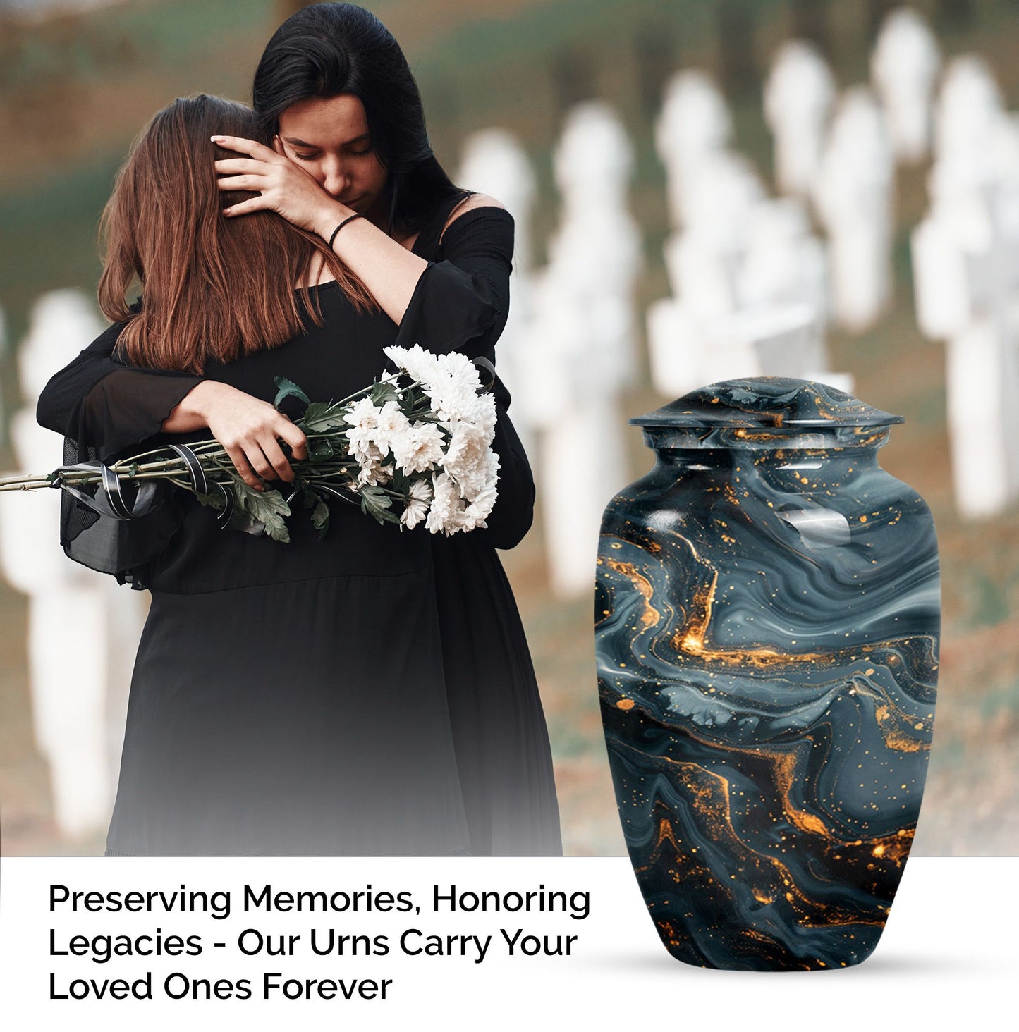 Classic 10-inch Vibrant Swirl Urn for cremation.