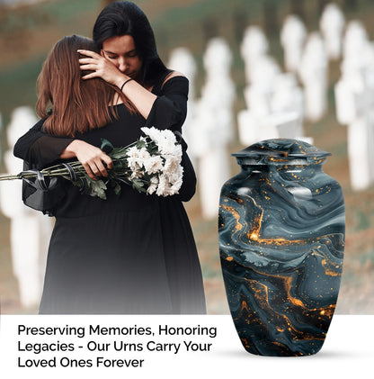 Classic 10-inch Vibrant Swirl Urn for cremation.