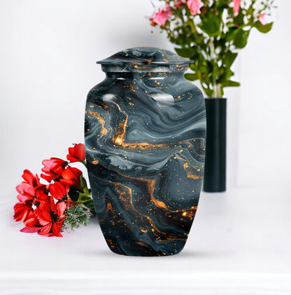 Classic 10-inch Vibrant Swirl Urn for cremation.