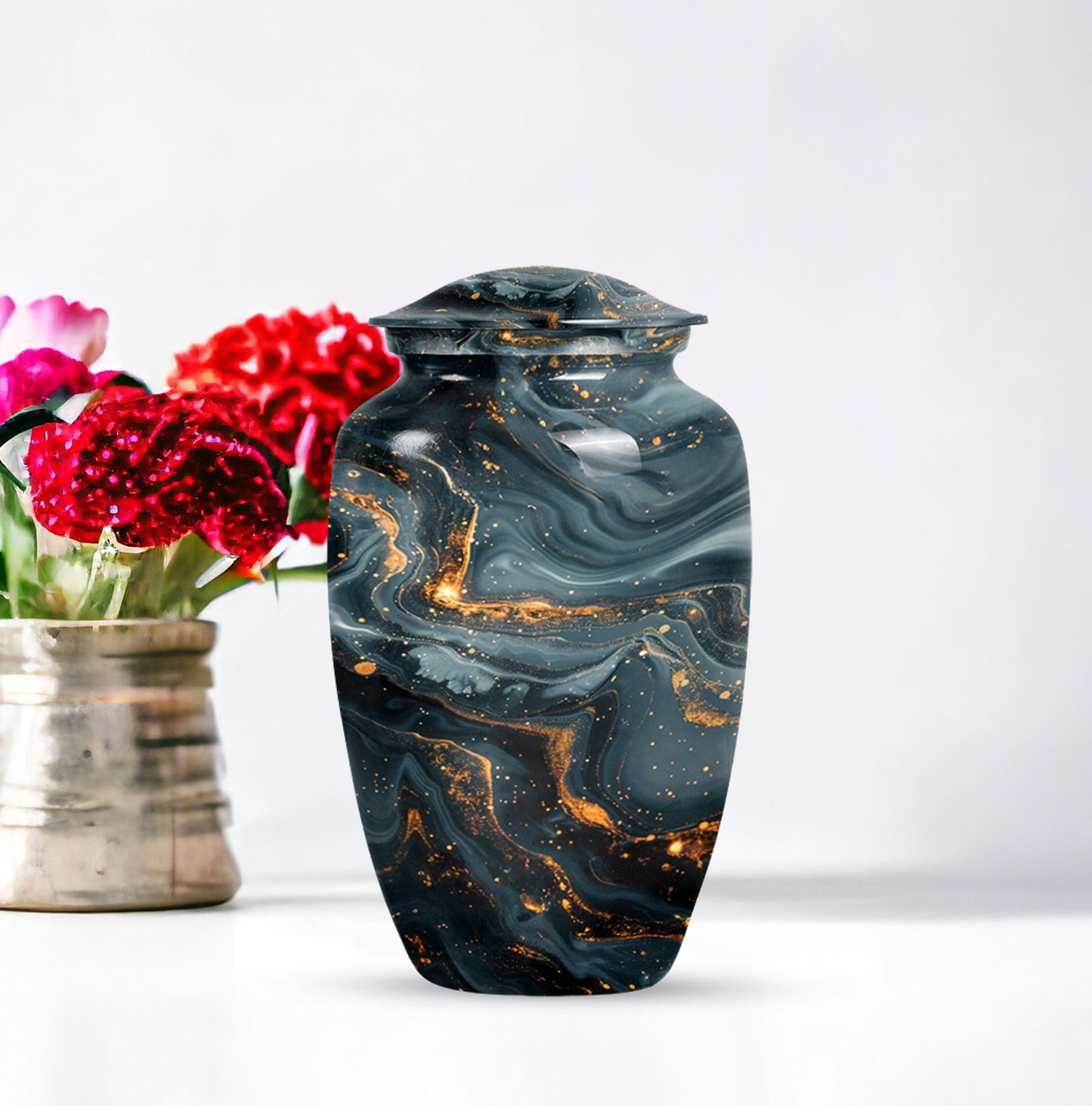 Classic 10-inch Vibrant Swirl Urn for cremation.