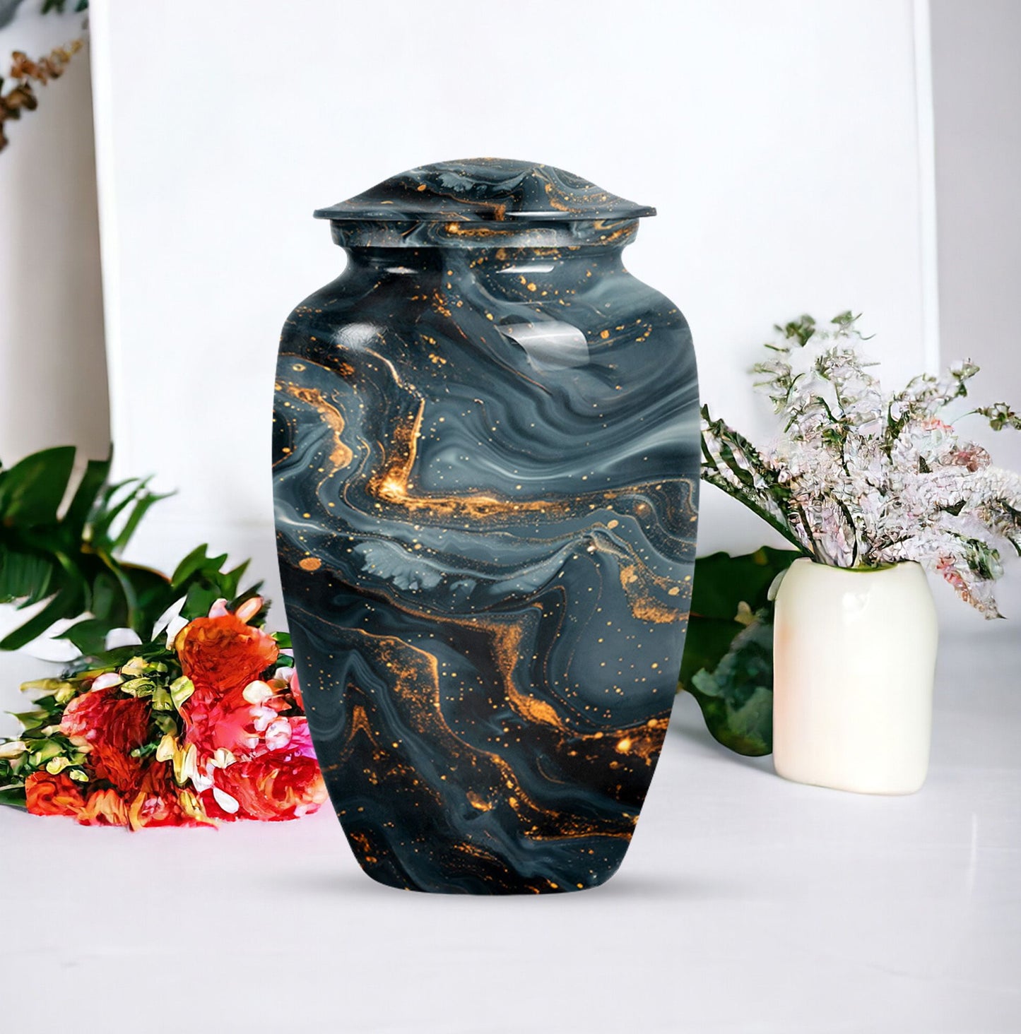 Classic 10-inch Vibrant Swirl Urn for cremation.