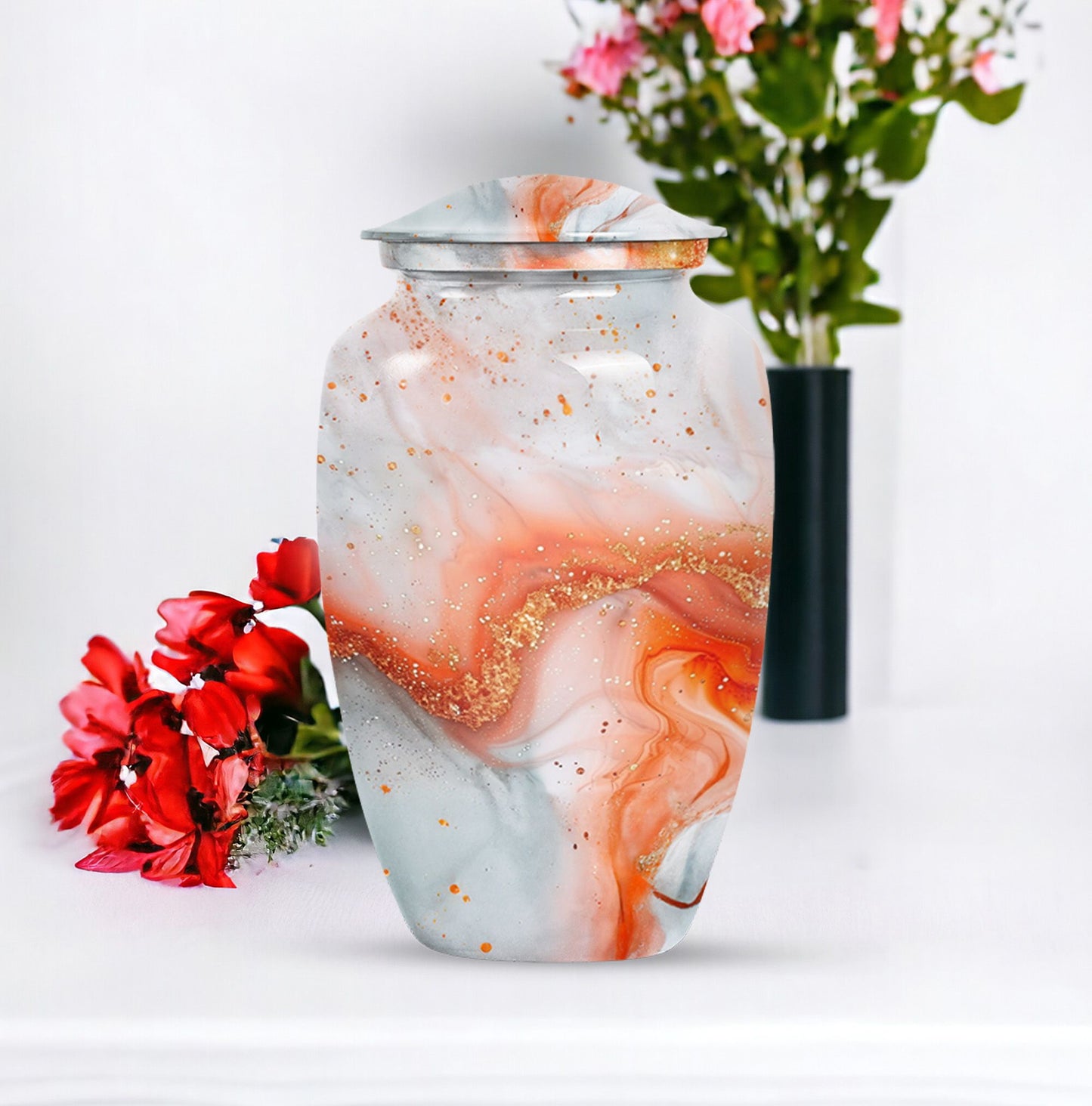 Vibrant Swirl Urn, Memorial Adult Urn for Human Ashes