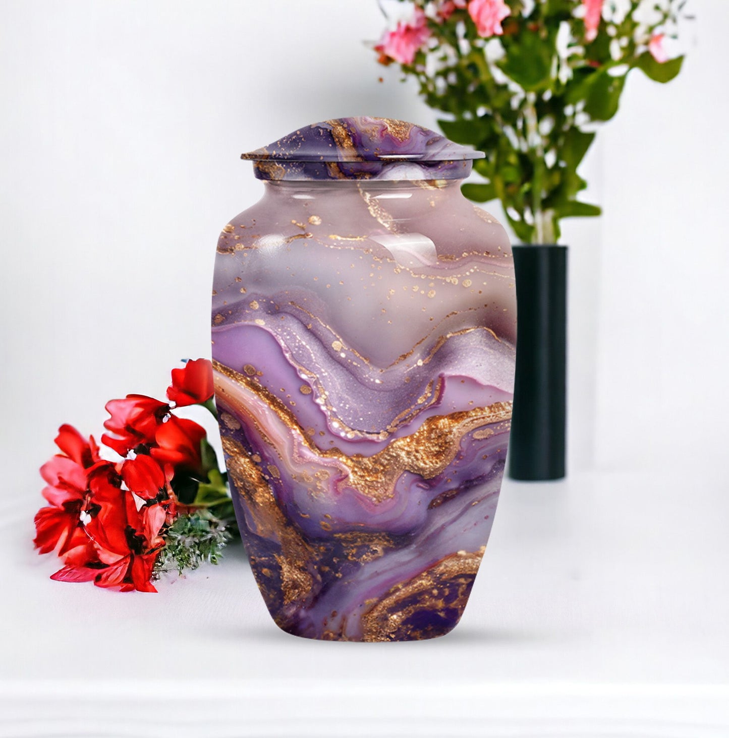 Vibrant Swirl Urn, a 10-inch Classic Design large cremation.