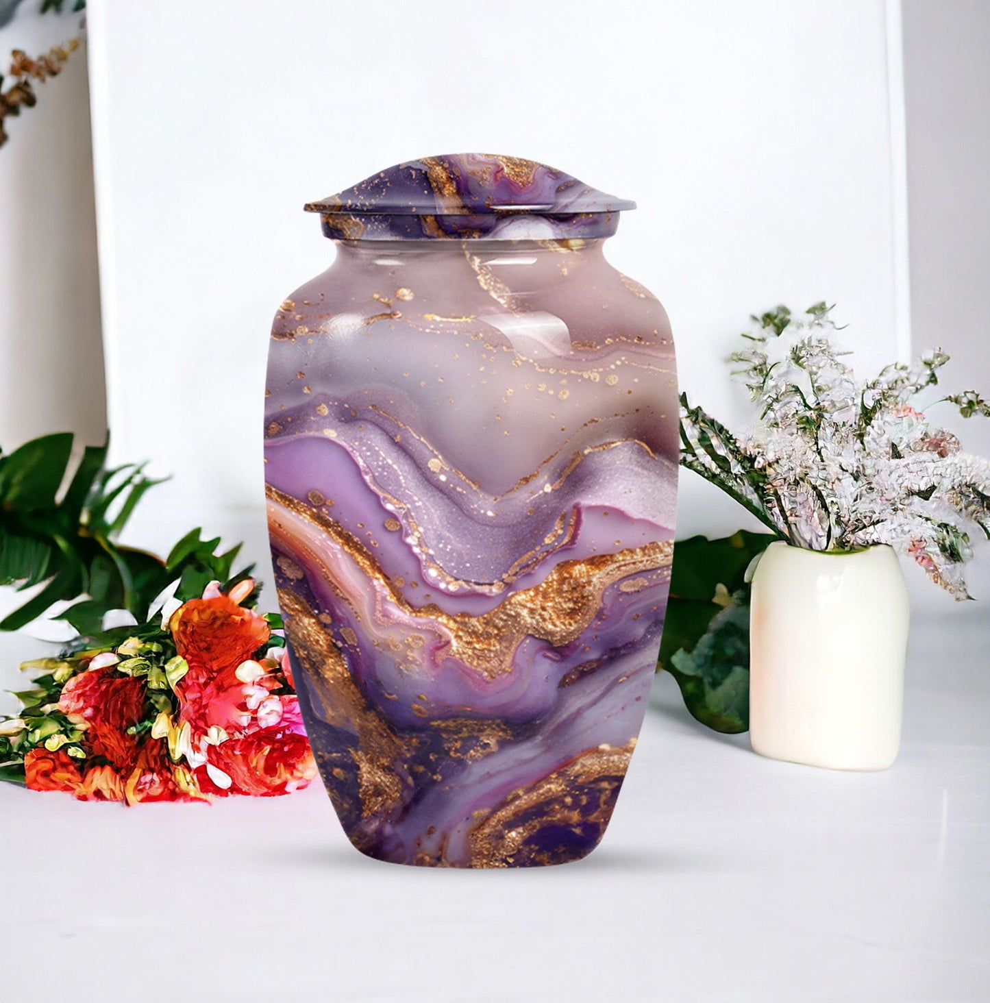 Vibrant Swirl Urn, a 10-inch Classic Design large cremation.