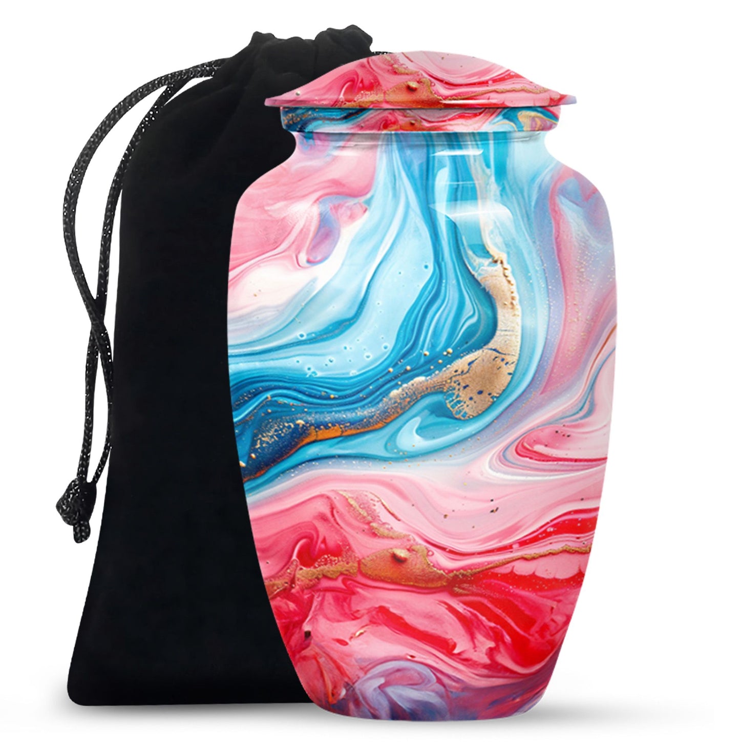 Vibrant Swirl Urn, burial urn for human ashes.