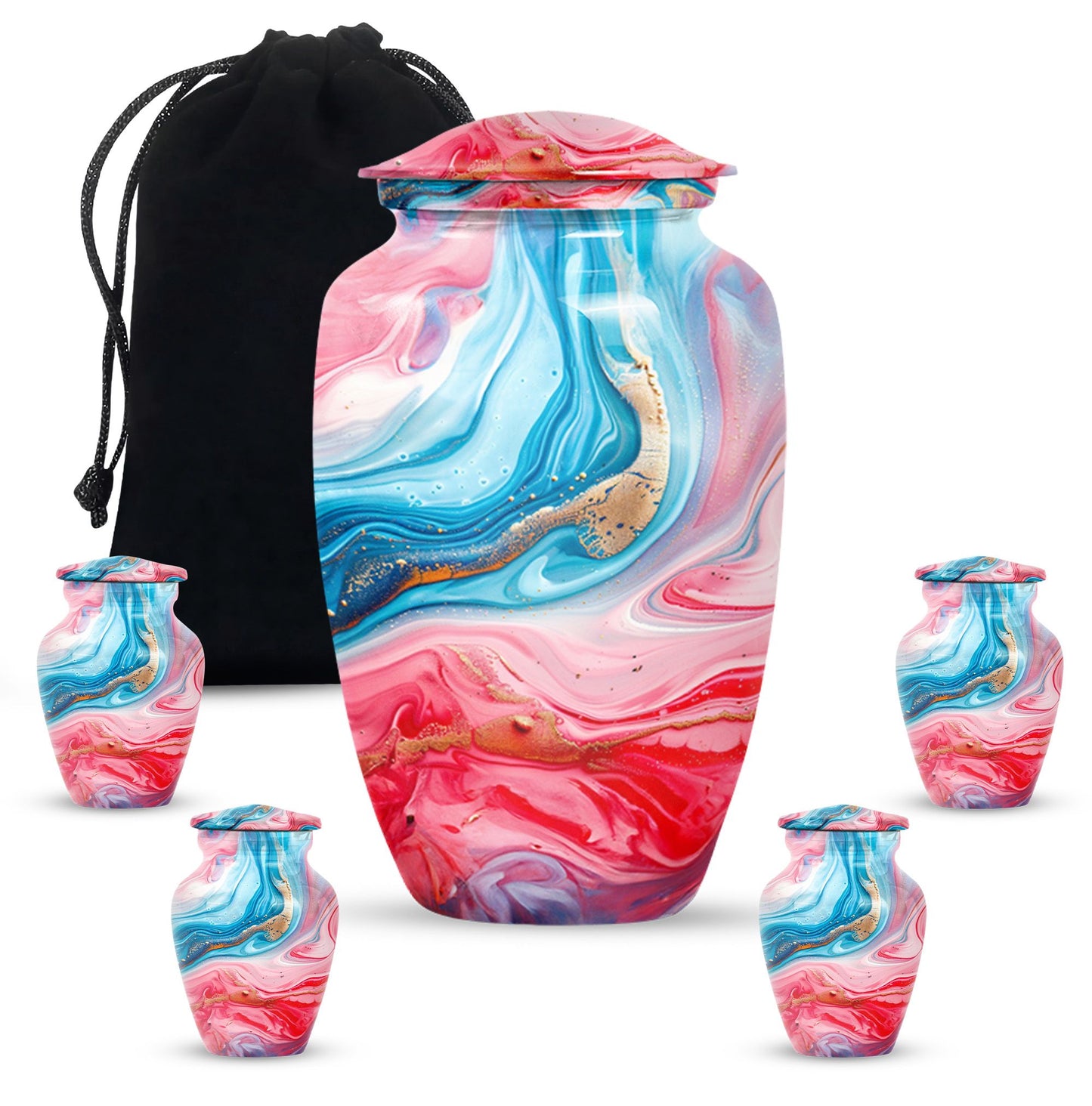 Vibrant Swirl Urn, burial urn for human ashes.