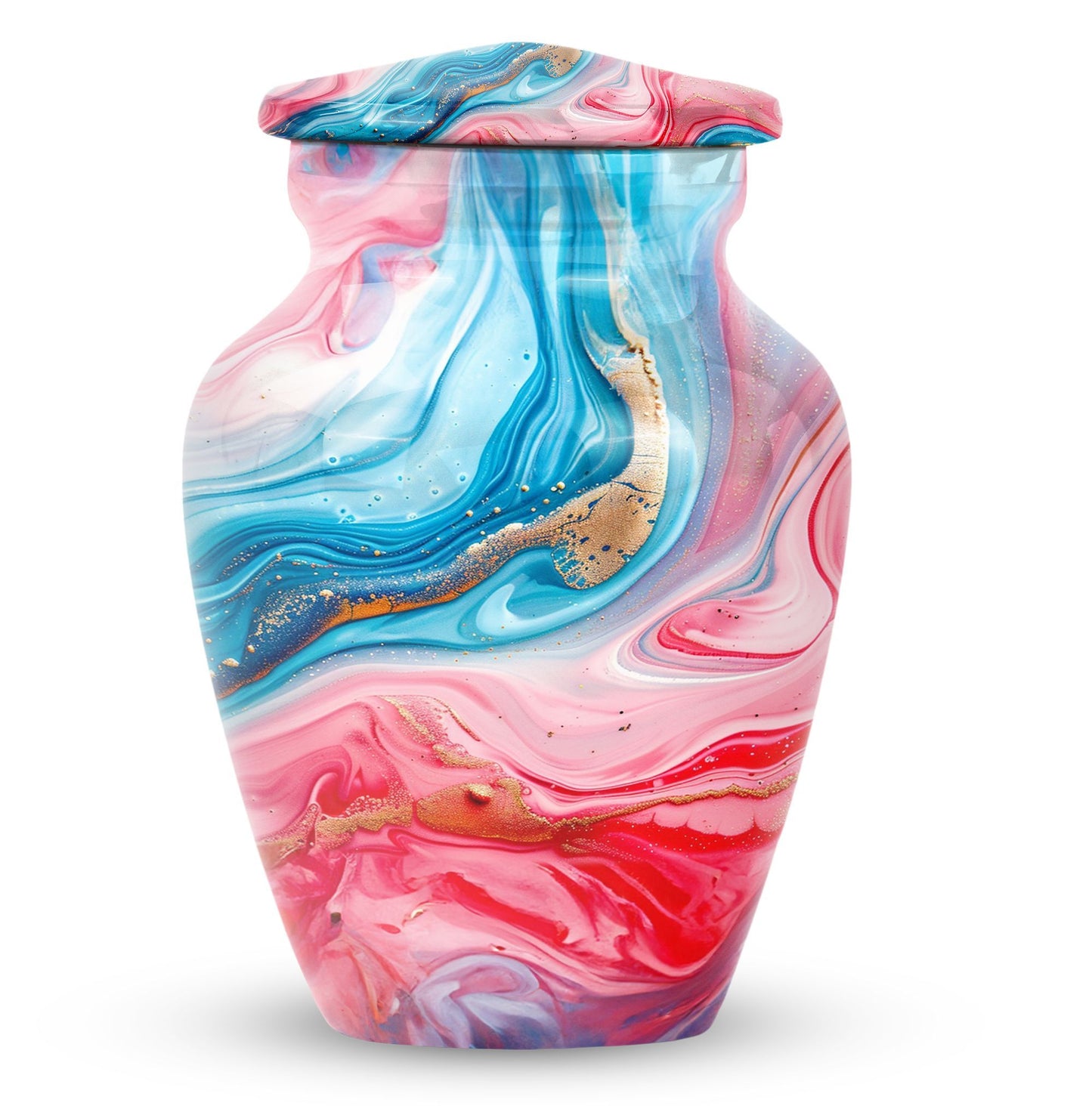 Vibrant Swirl Urn, burial urn for human ashes.