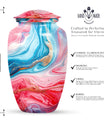 Vibrant Swirl Urn, burial urn for human ashes.