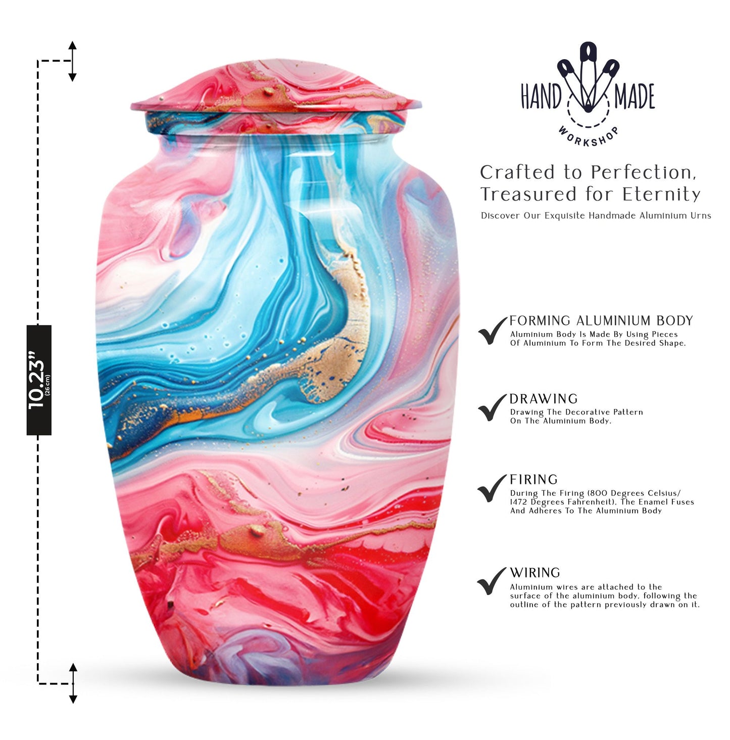 Vibrant Swirl Urn, burial urn for human ashes.