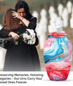 Vibrant Swirl Urn, burial urn for human ashes.