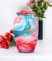 Vibrant Swirl Urn, burial urn for human ashes.