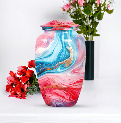 Vibrant Swirl Urn, burial urn for human ashes.