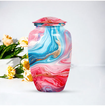 Vibrant Swirl Urn, burial urn for human ashes.