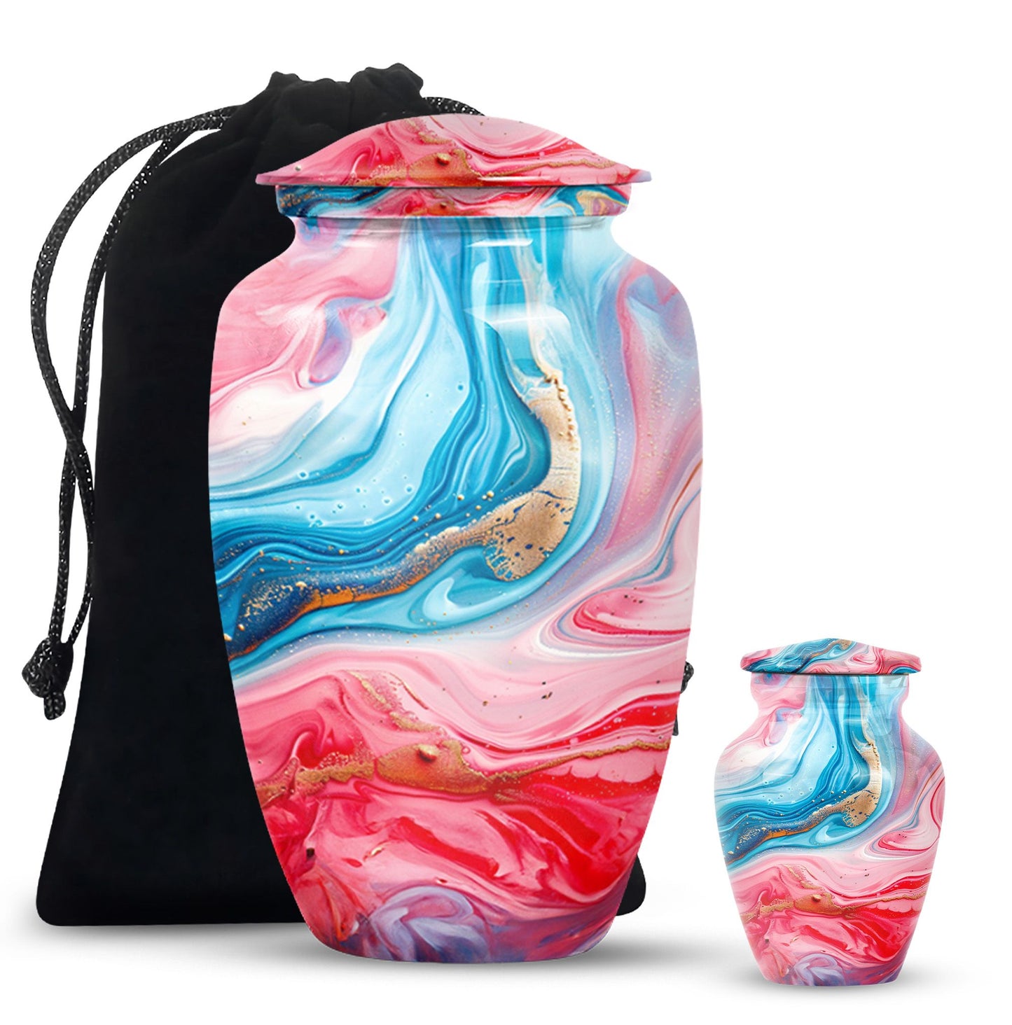 Vibrant Swirl Urn, burial urn for human ashes.