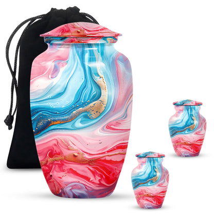 Vibrant Swirl Urn, burial urn for human ashes.
