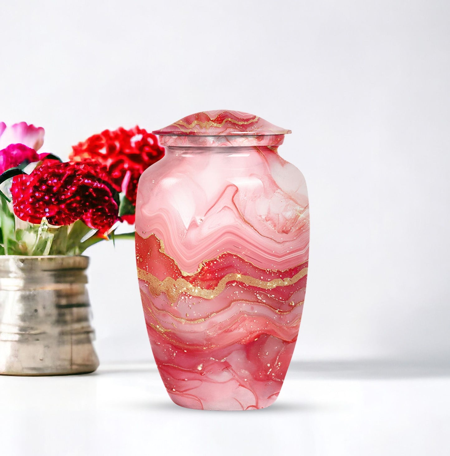 Vibrant Swirl Urn, classic medium-sized cremation urn.