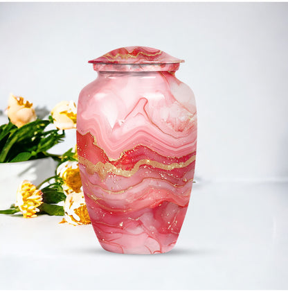 Vibrant Swirl Urn, classic medium-sized cremation urn.