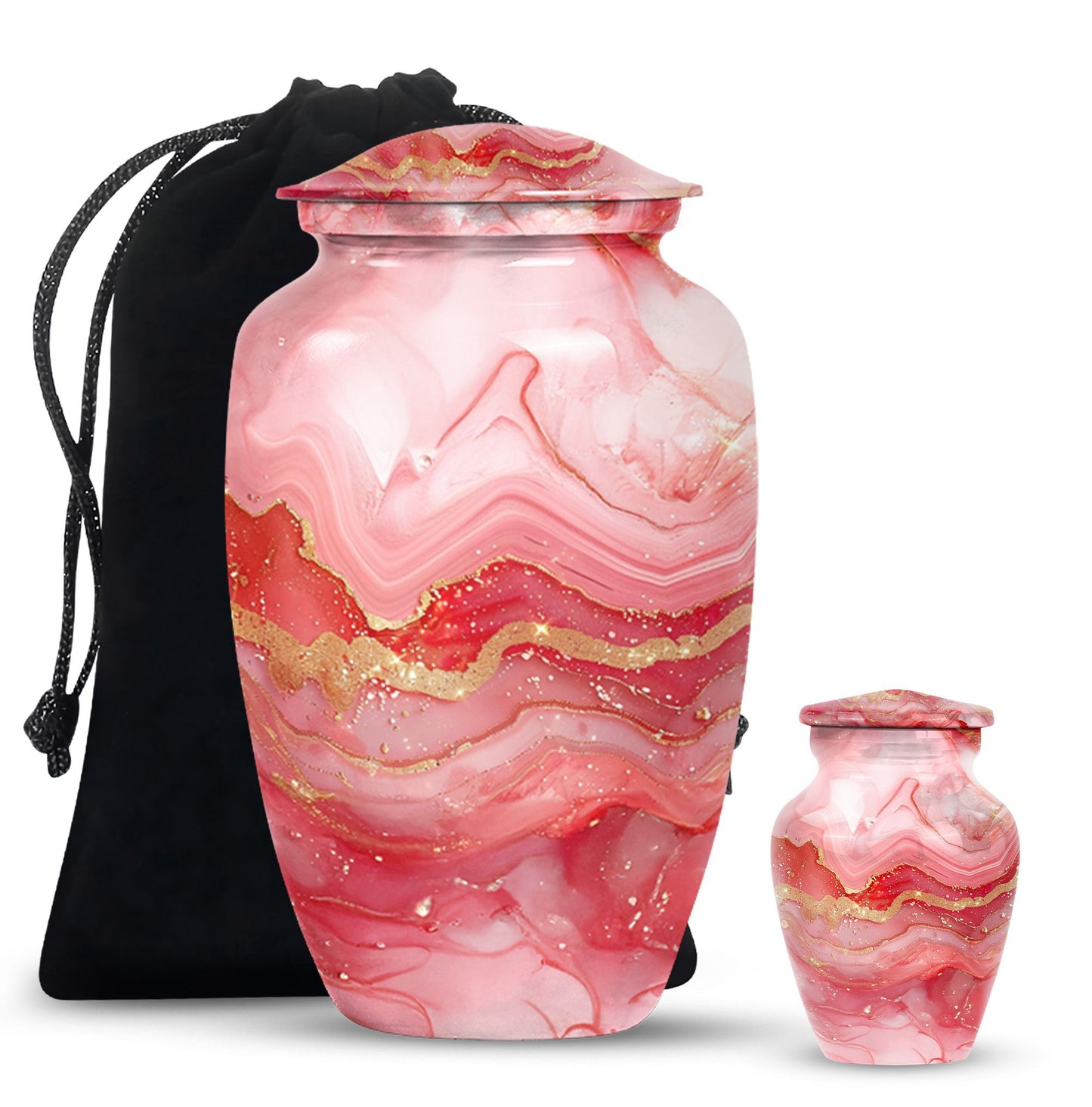 Vibrant Swirl Urn, classic medium-sized cremation urn.