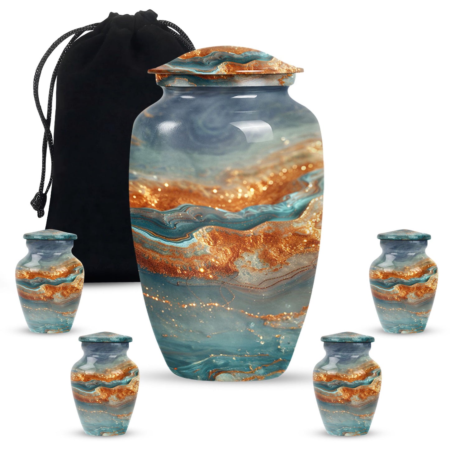 Vibrant Swirl Urn, classic abstract design cremation urn.