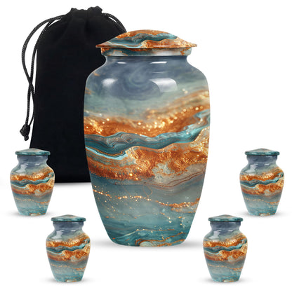 Vibrant Swirl Urn, classic abstract design cremation urn.