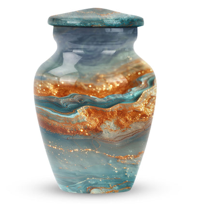 Vibrant Swirl Urn, classic abstract design cremation urn.