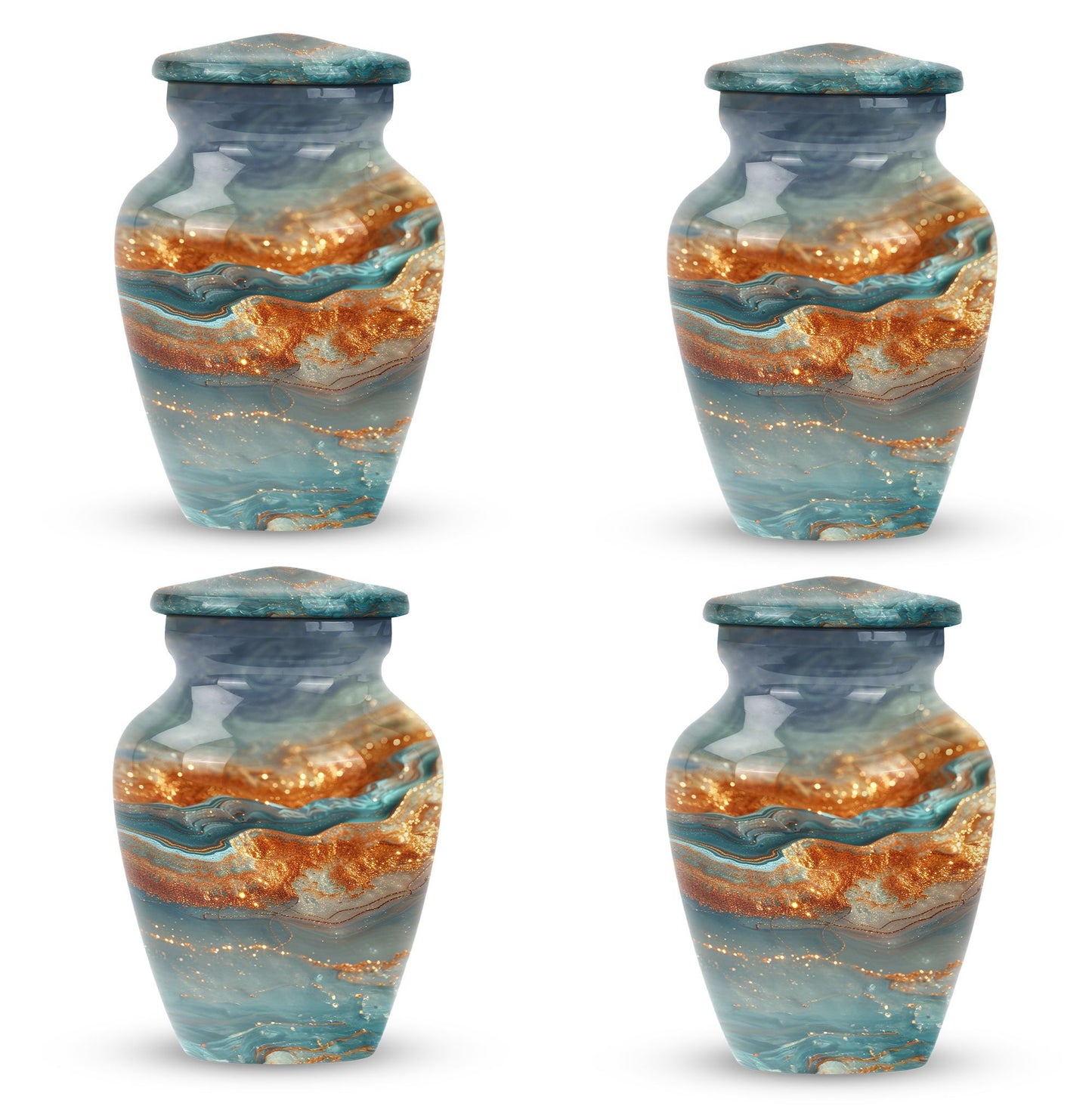 Vibrant Swirl Urn, classic abstract design cremation urn.