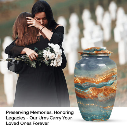 Vibrant Swirl Urn, classic abstract design cremation urn.