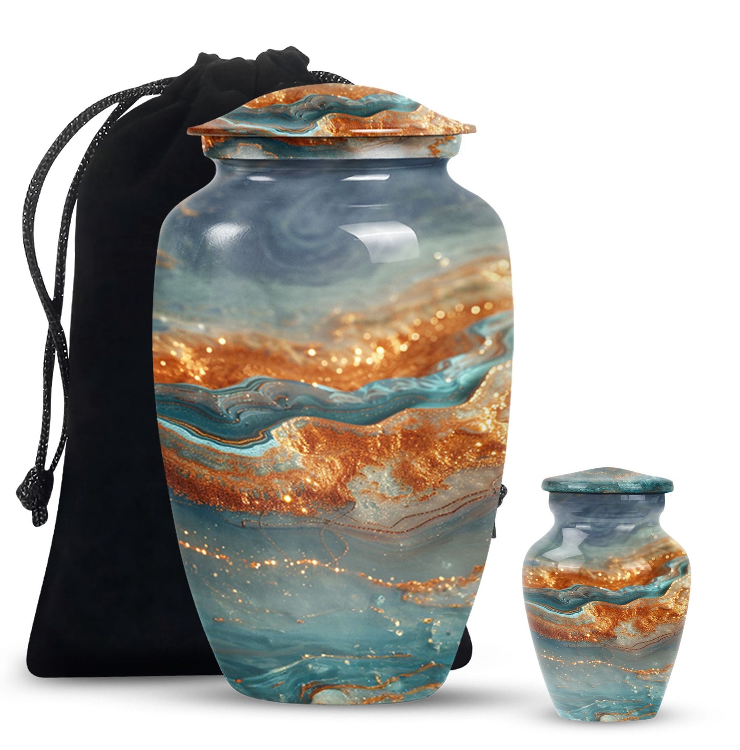 Vibrant Swirl Urn, classic abstract design cremation urn.