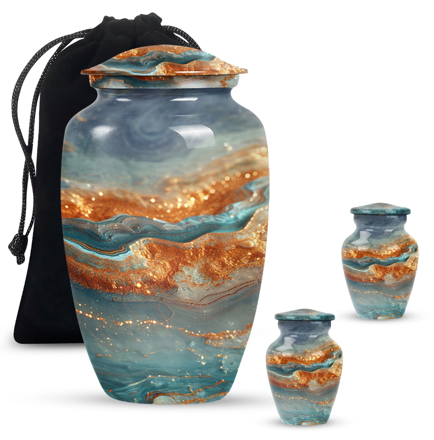 Vibrant Swirl Urn, classic abstract design cremation urn.