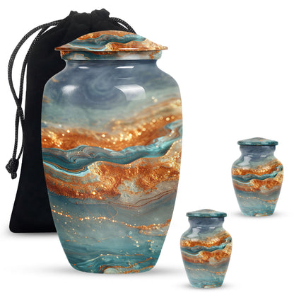 Vibrant Swirl Urn, classic abstract design cremation urn.