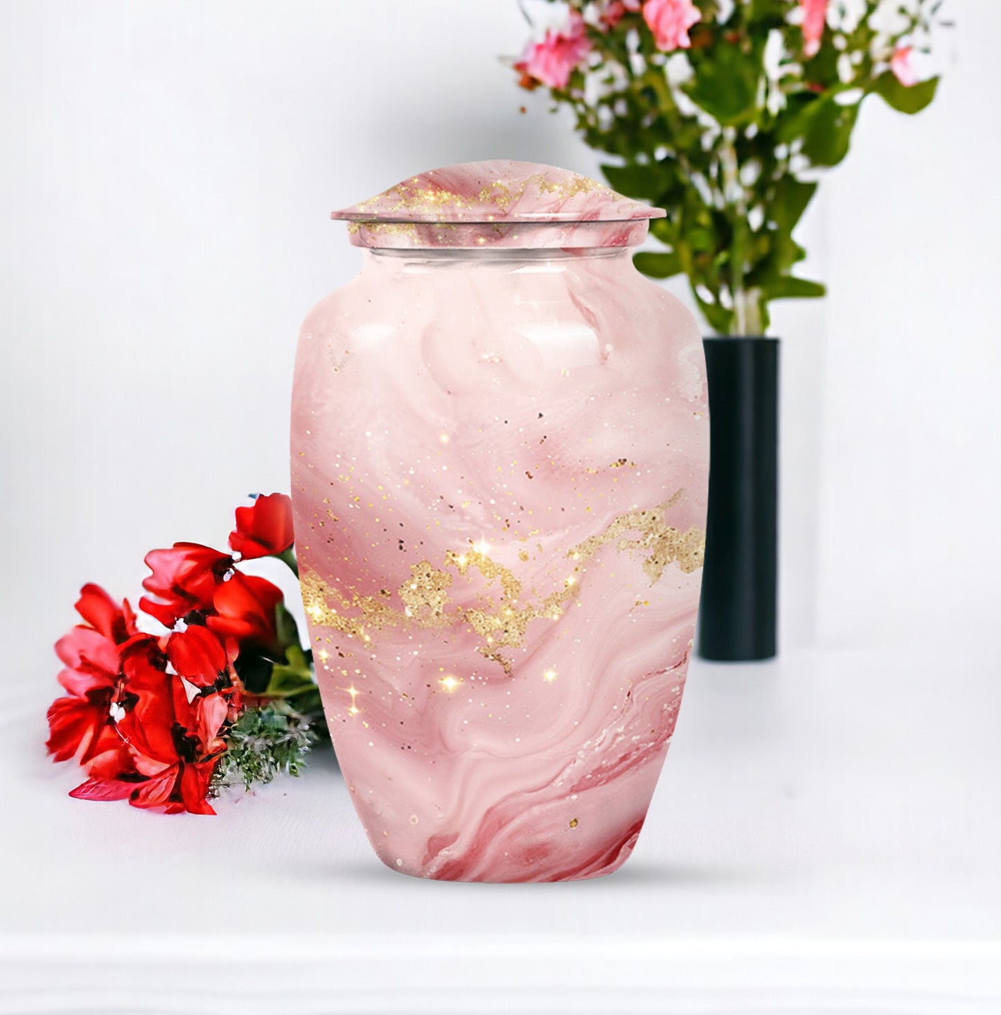 Vibrant Swirl Urn for burial, with personalization.