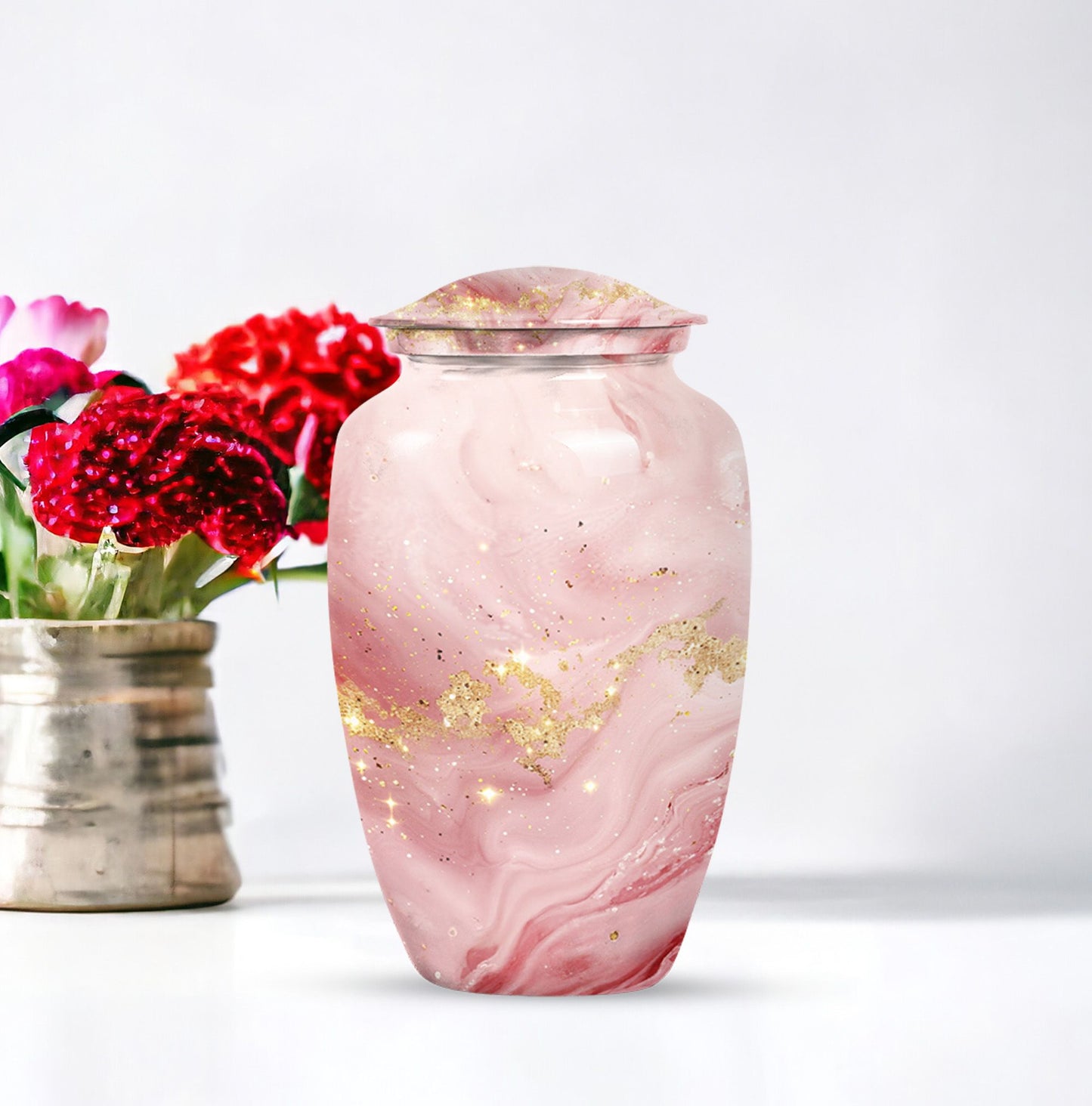 Vibrant Swirl Urn for burial, with personalization.