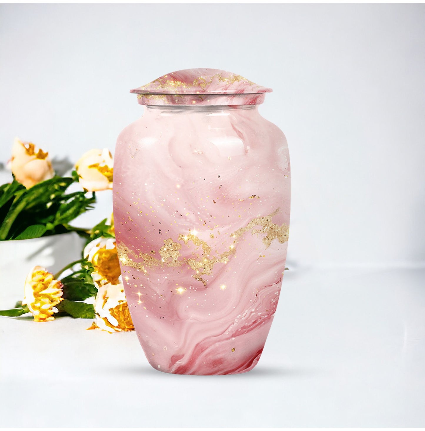 Vibrant Swirl Urn for burial, with personalization.