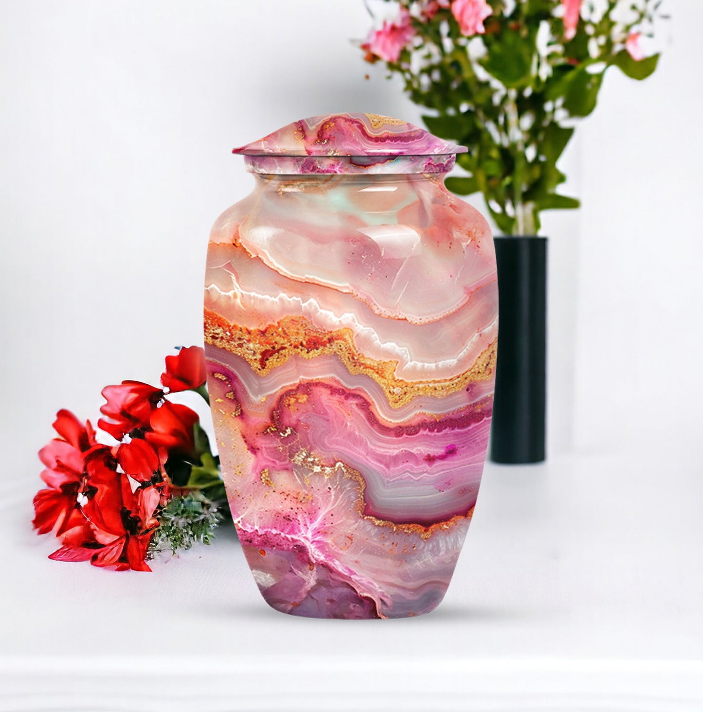 vibrant swirl burial urn with personal engraving option